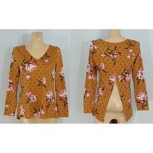 New Daytrip Beautiful Mustard Floral Soft Velveteen Top Woman S Nordstrom